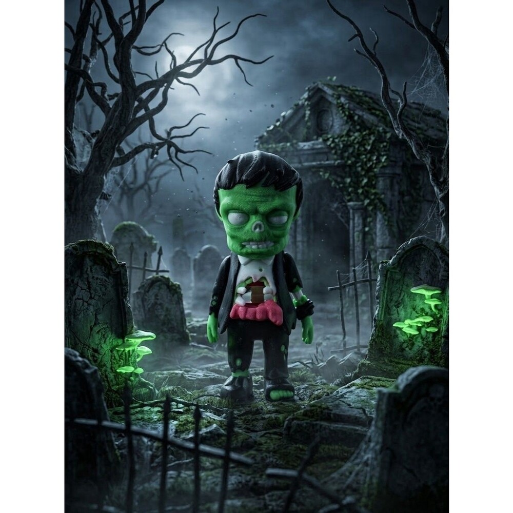 3D Printed 6in Zombie Creepy Halloween Decor Flexi Horror Creature Spooky